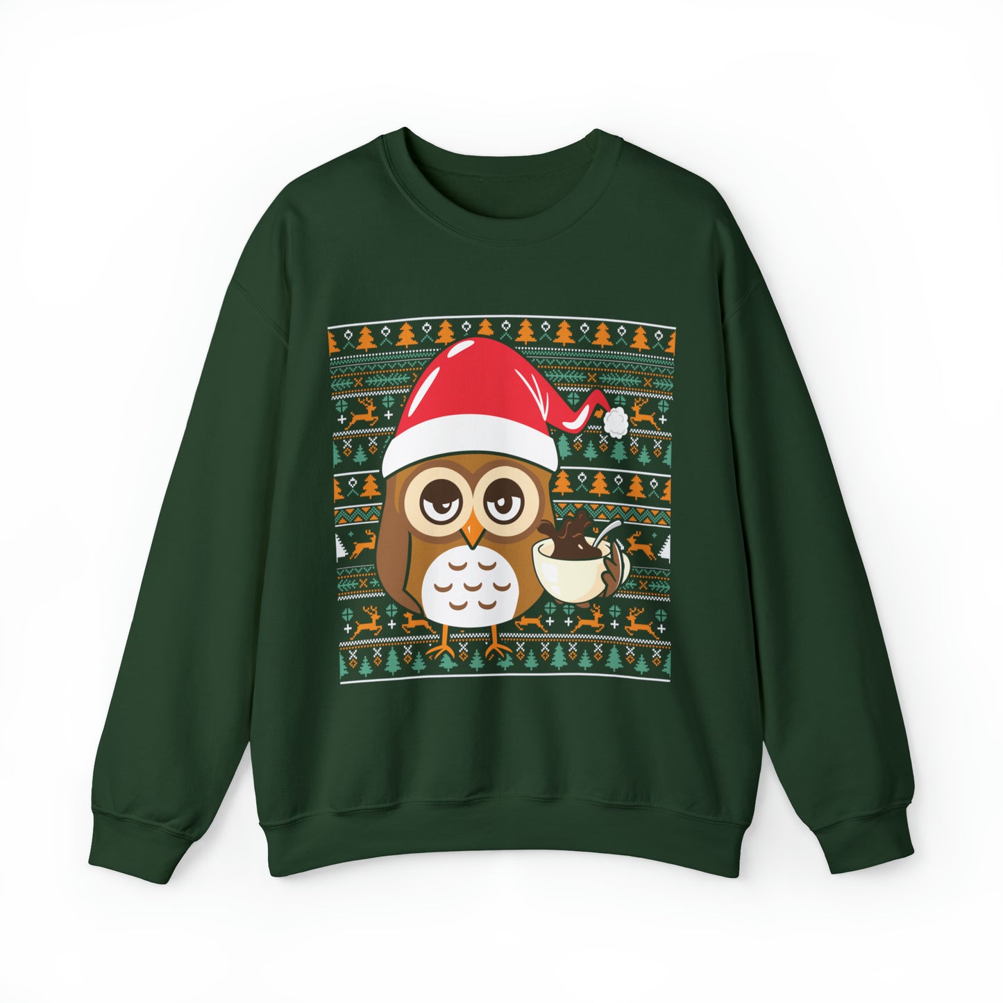 Owl in Santa Hat Ugly Christmas Sweater Sweatshirt
