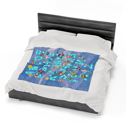 Rose Sea Life Alphabet Plush Blanket