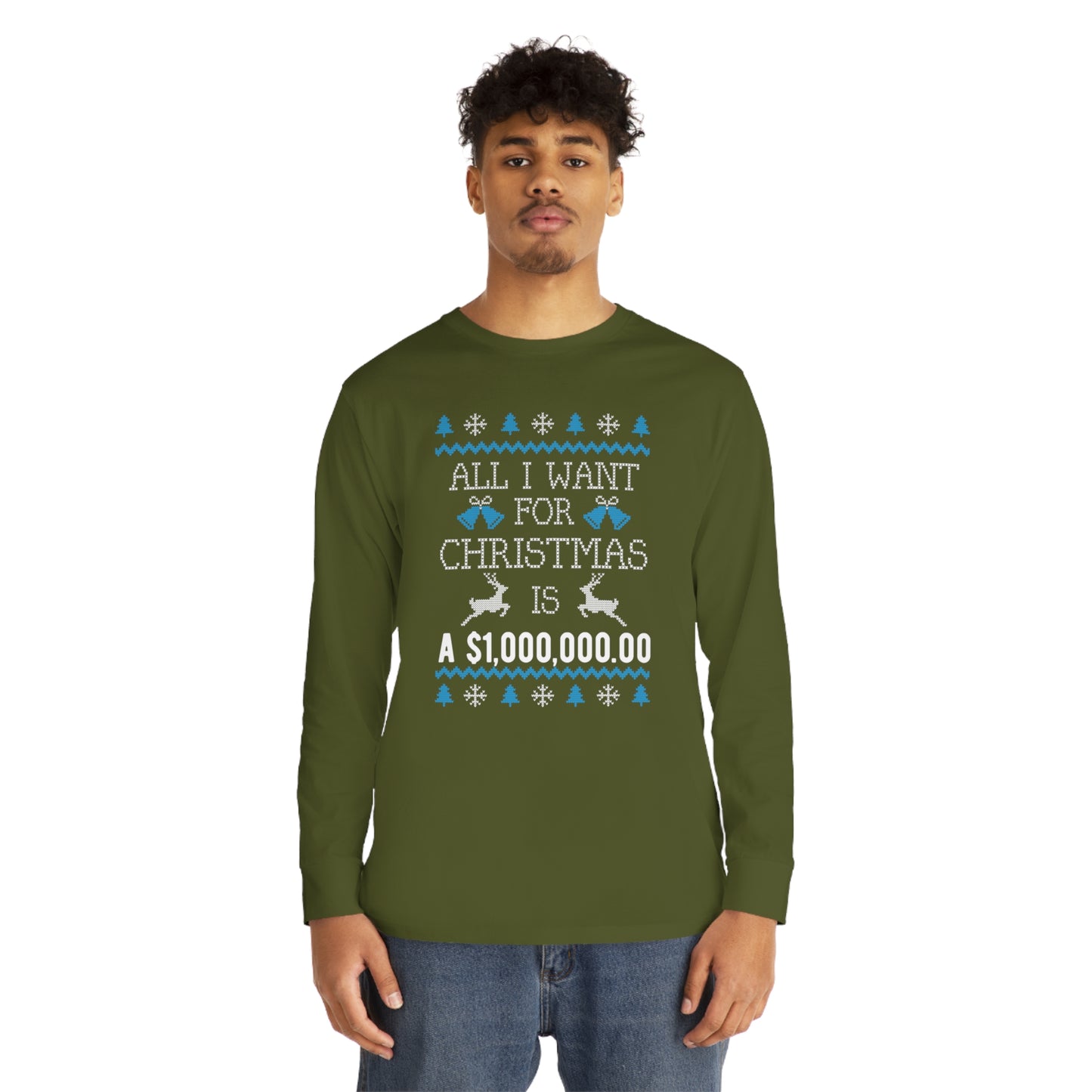 All I Want For Christmas is $1,000,000 Ugly Sweater Long Sleeve Tee