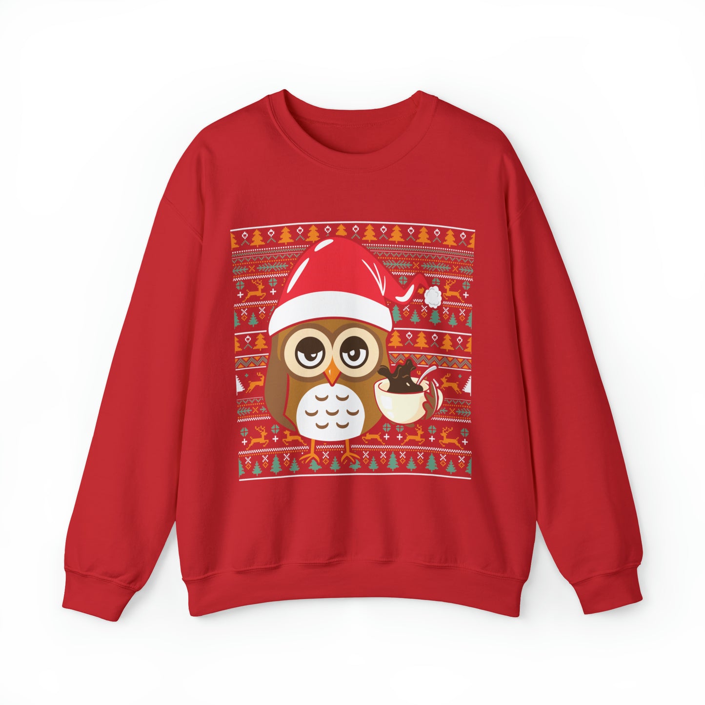 Owl in Santa Hat Ugly Christmas Sweater Sweatshirt