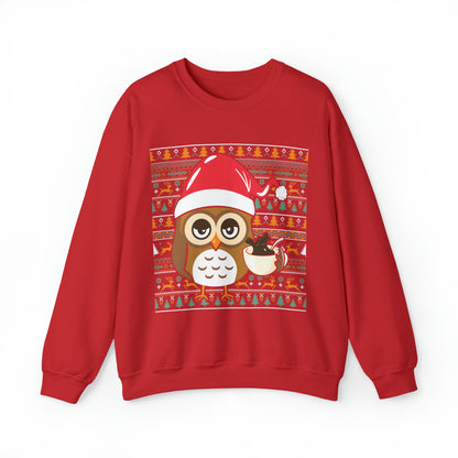 Owl in Santa Hat Ugly Christmas Sweater Sweatshirt