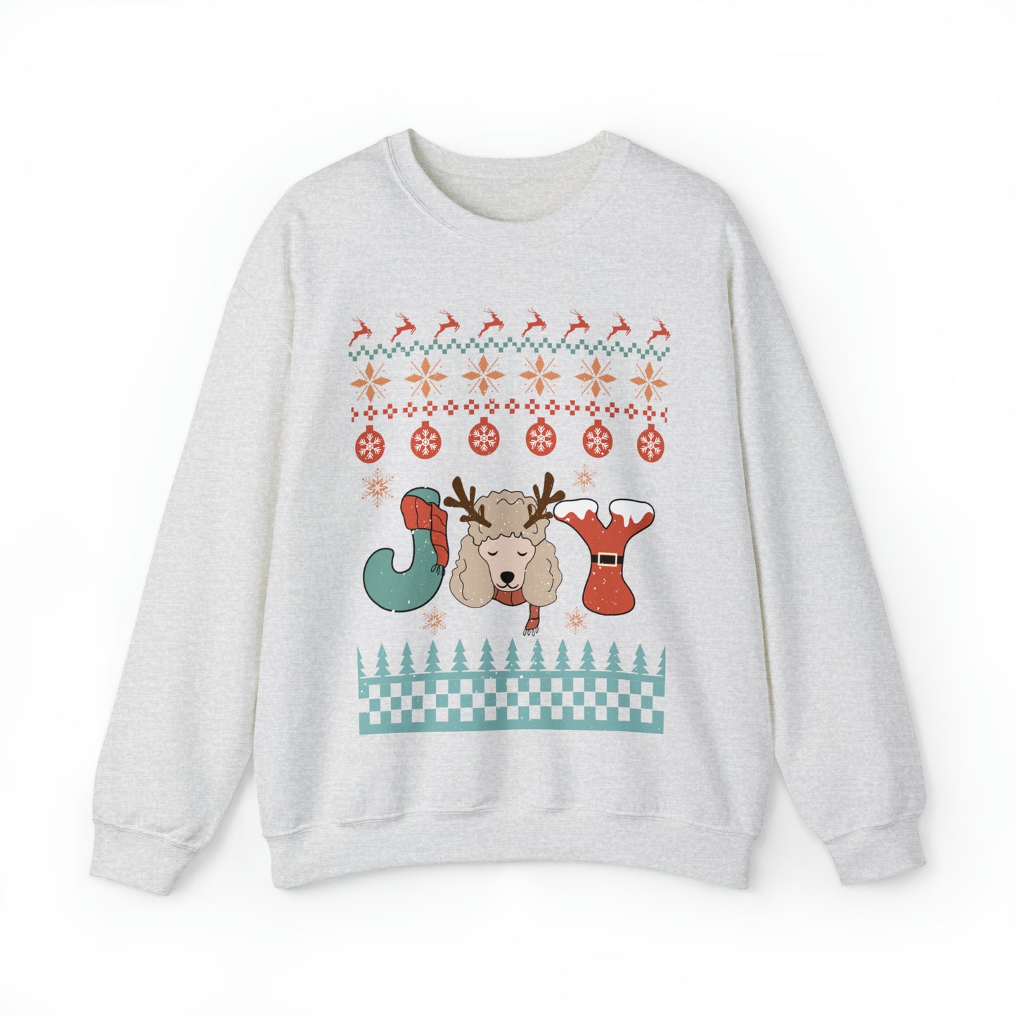 Joy Miniature Poodle Dog Christmas Ugly Sweater Sweatshirt