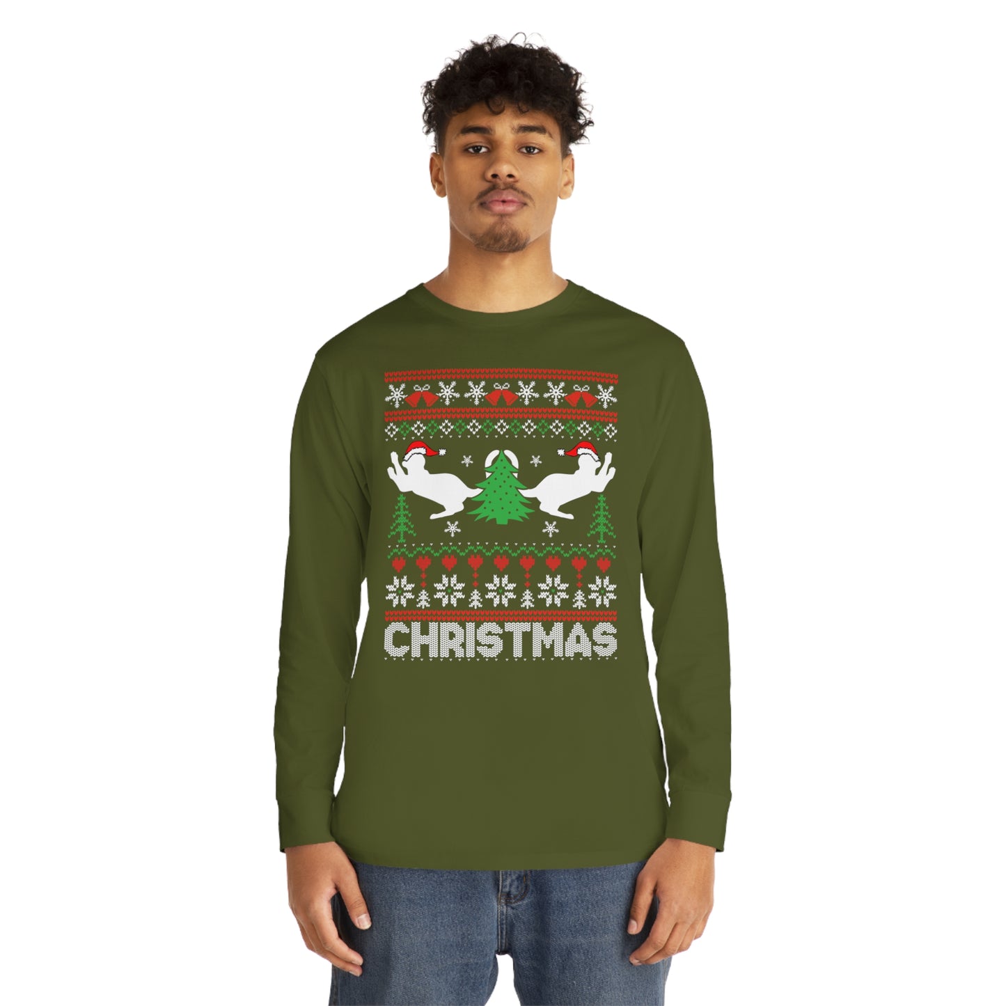 Christmas Cats Ugly Sweater Long Sleeve Tee