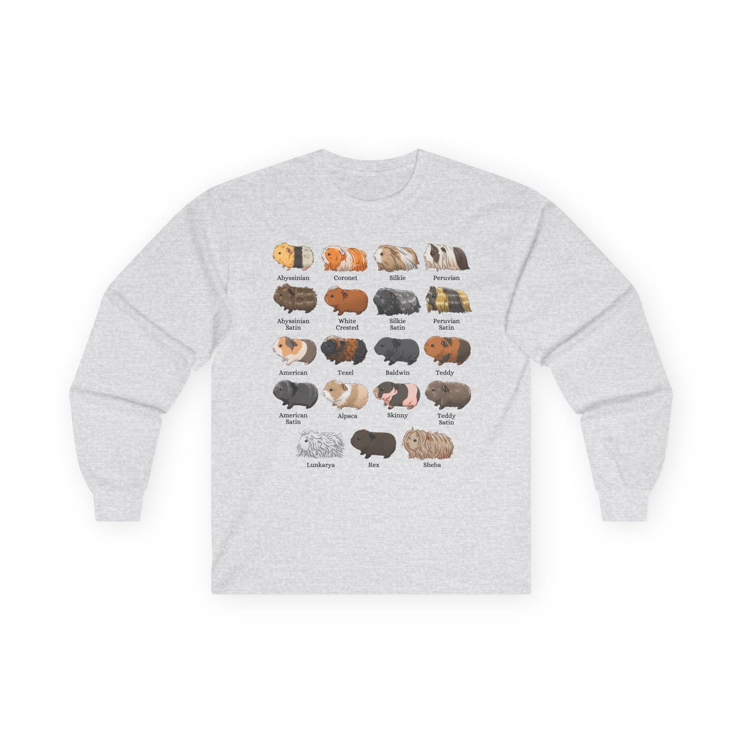 Guinea Pig Breed Chart Long Sleeve Tshirt