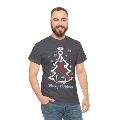 Merry Christmas Stethoscope Christmas Tree Medical Nurse Short Sleeve Tee