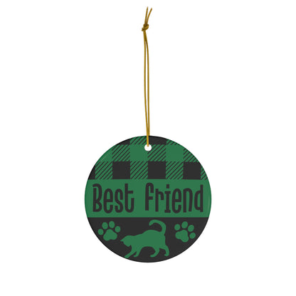 Best Friend Cat Christmas Ceramic Ornament