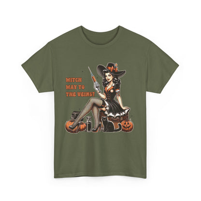 Phlebotomist Halloween Shirt Witch Way To The Veins T-Shirt