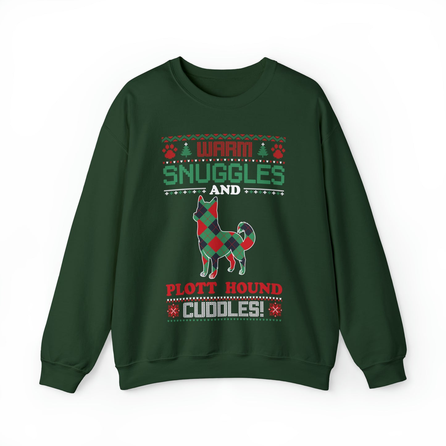 Warm Snuggles and Plott Hound Cuddles Christmas Ugly Sweater Sweatshirt