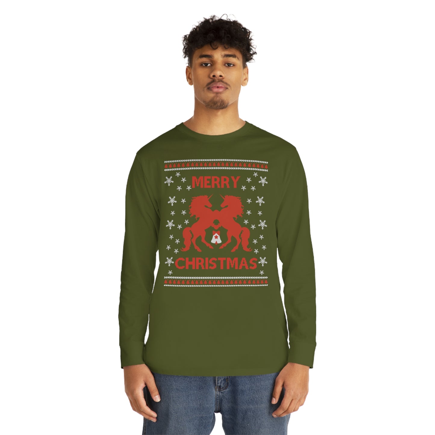Merry Christmas Horses Christmas Ugly Sweater Long Sleeve Tee