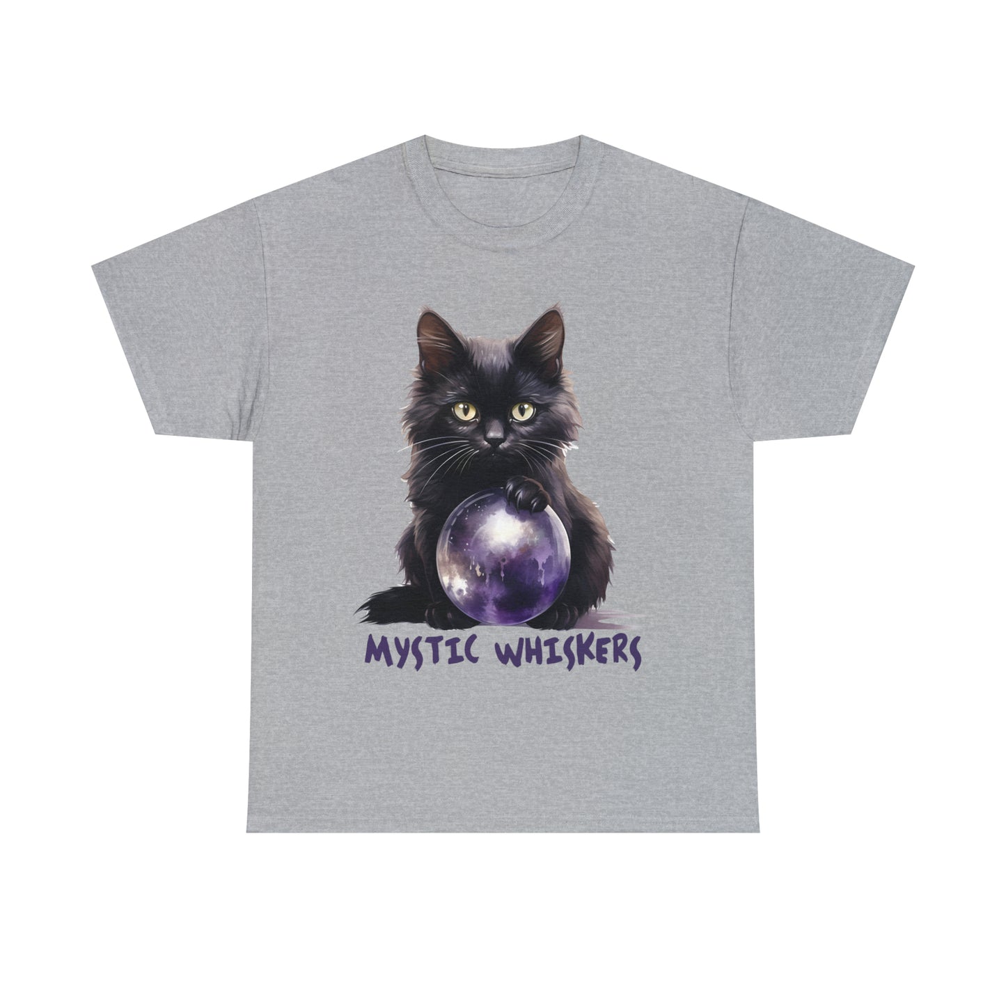 Mystic Whiskers Black Cat Halloween Short Sleeve Tee