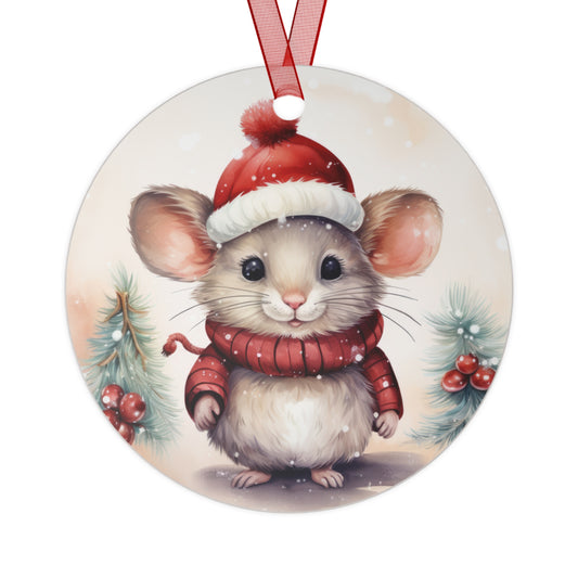 Mouse in Santa Hat Ornament