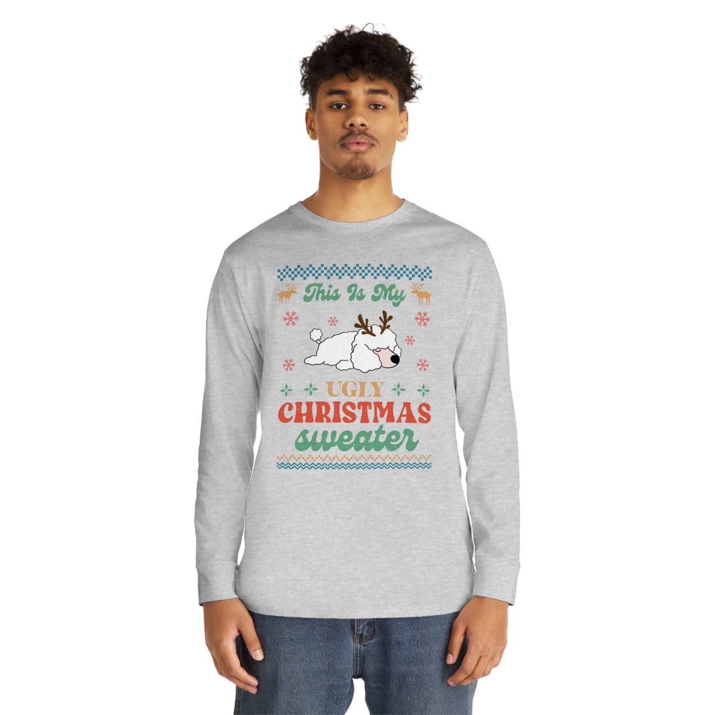 Miniature Poodle This is My Ugly Christmas Sweater Long Sleeve Tee