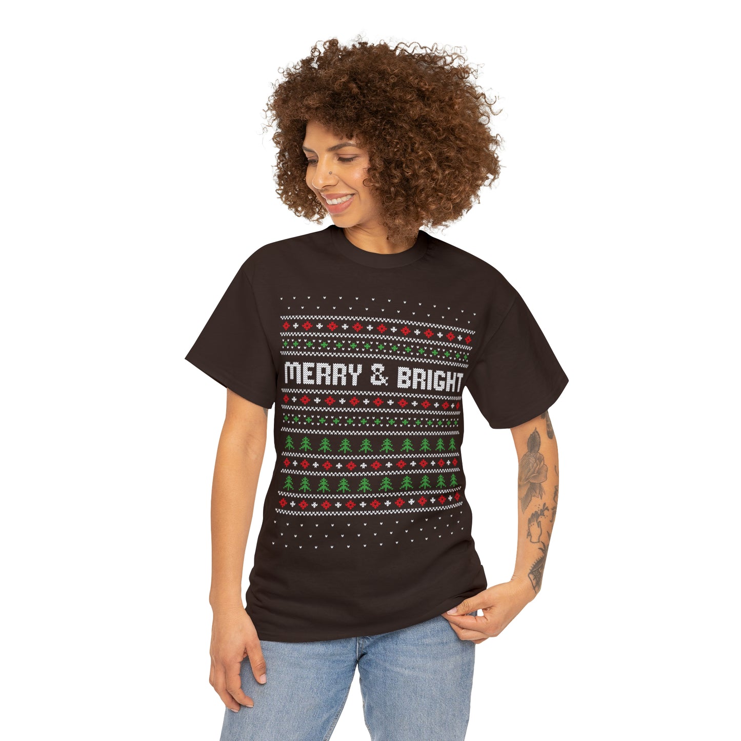 Merry and Bright Christmas Ugly Sweater Short Sleeve Tee