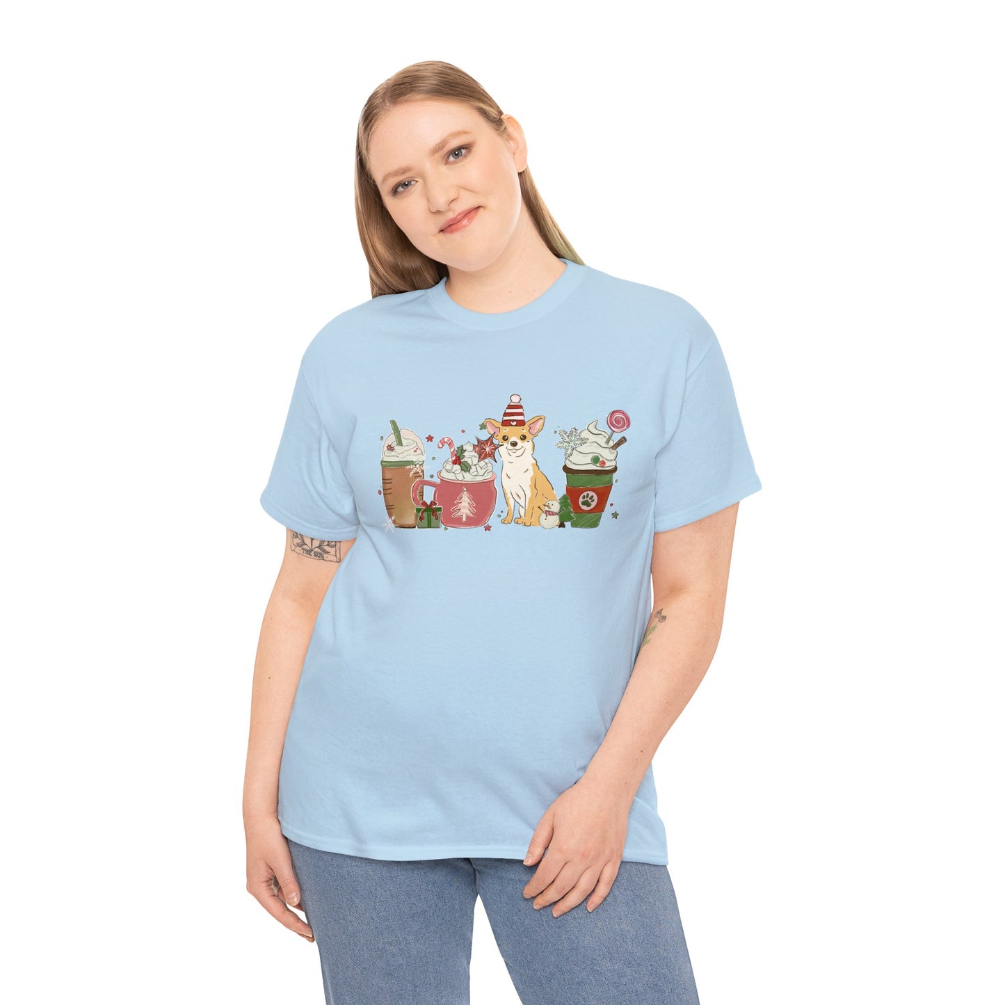 Chihuahua Dog Latte Christmas Short Sleeve Tee