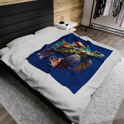 Sea Turtle with Flowers Blanket