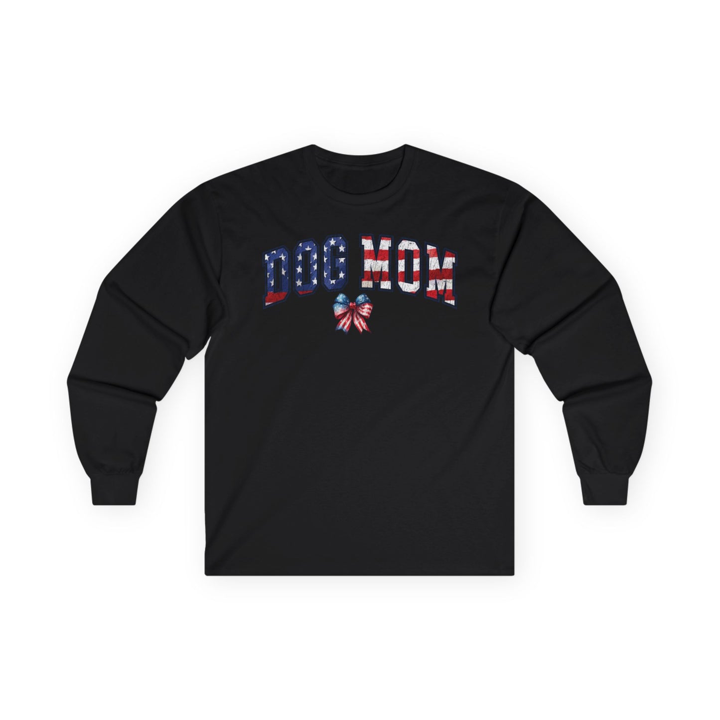 Dog Mom Flag Bow Long Sleeve T-Shirt