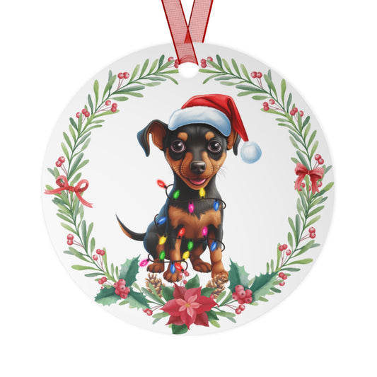 Miniature Pinscher Dog in Lights Ornament