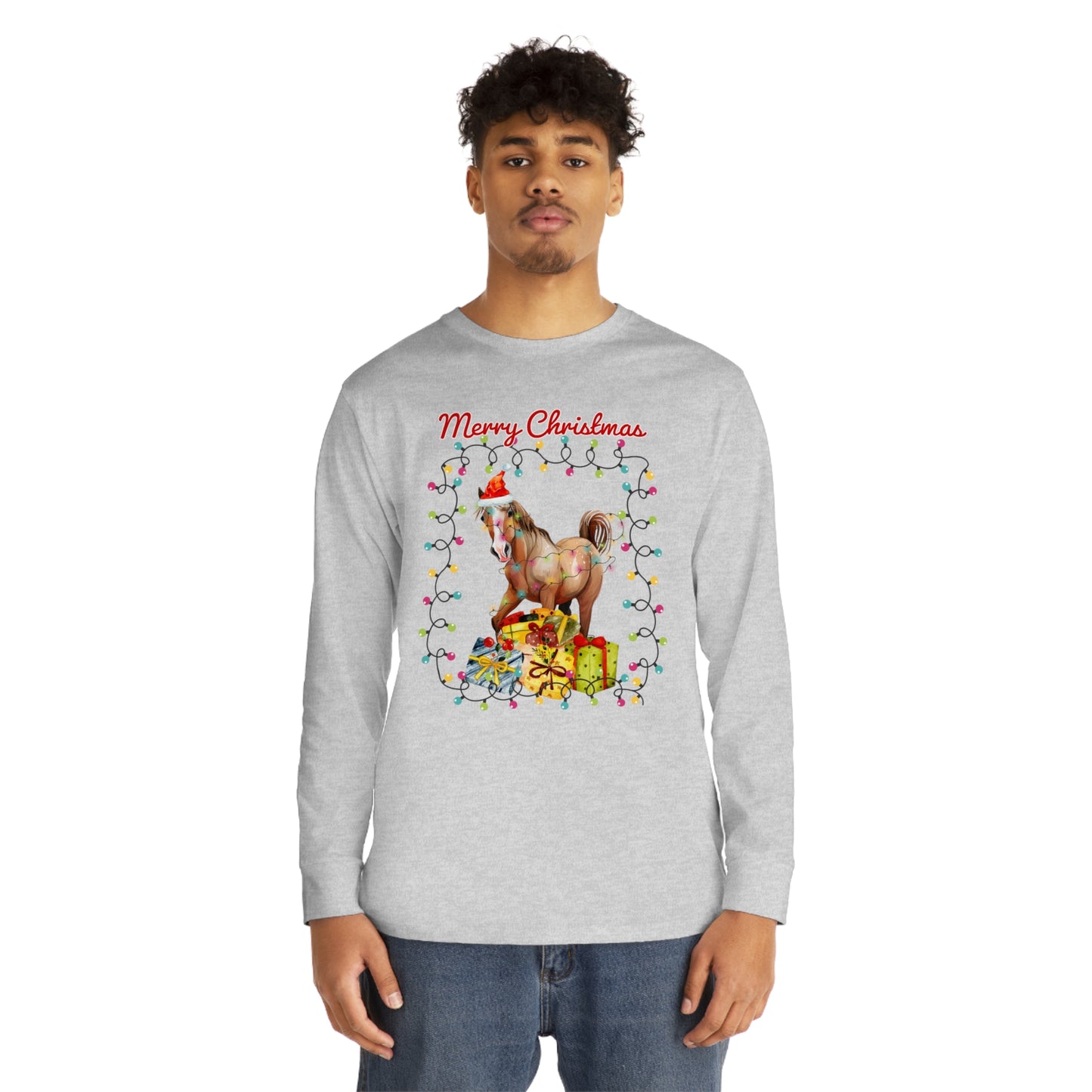 Merry Christmas Horse Christmas Long Sleeve Tee