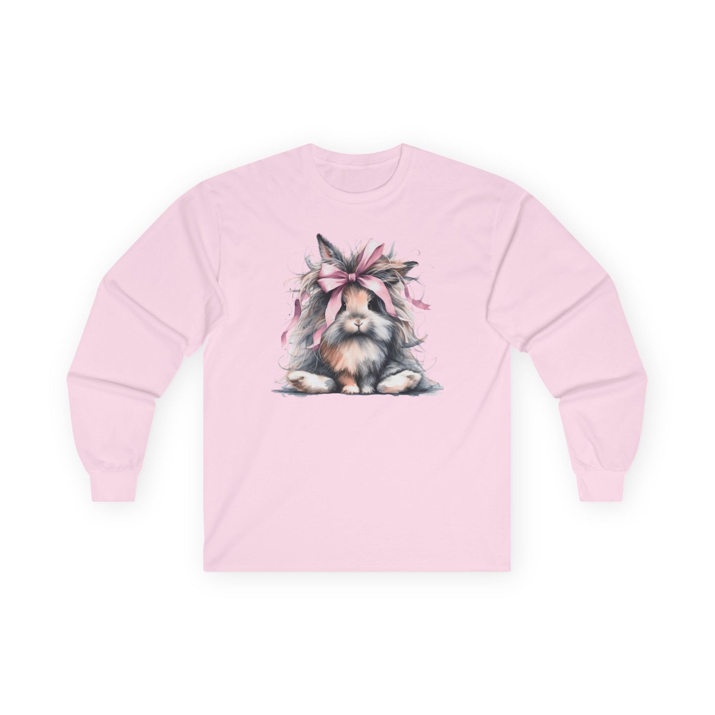 Crazy Long Haired Rabbit With Bow Long Sleeve T-Shirt