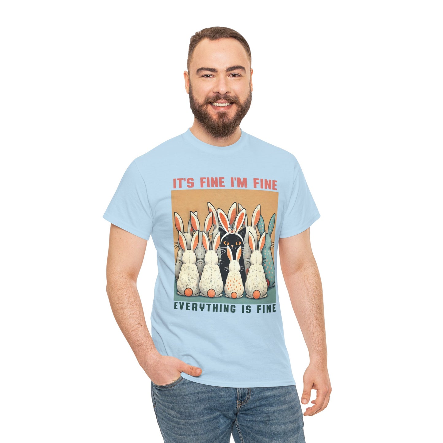 Easter Cat I'm Fine Short Sleeve Tshirt