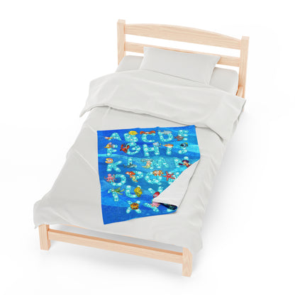 Blue Sea Life Alphabet Plush Blanket