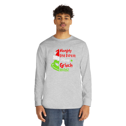 Naughty List Expert Grinch Christmas Long Sleeve T-shirt