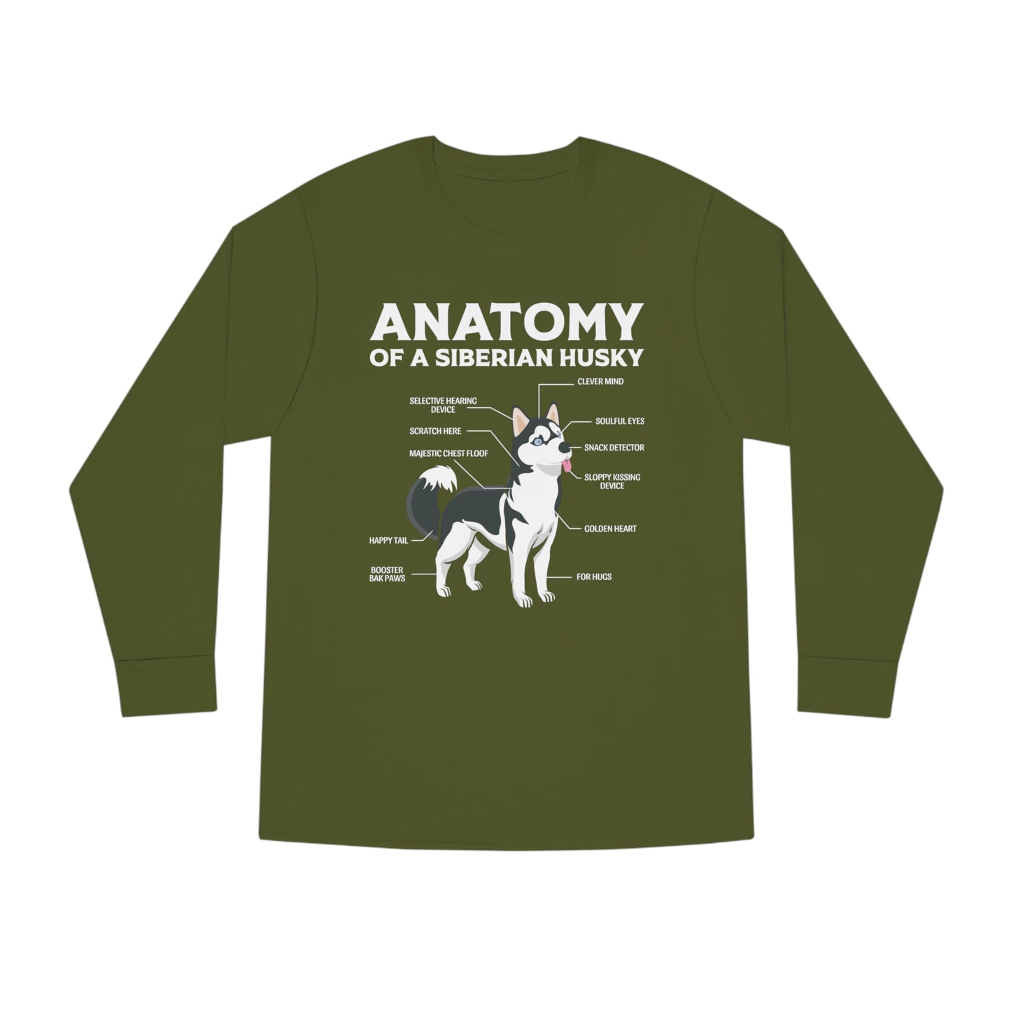 Anatomy of a Siberian Husky Dog Long Sleeve T-shirt