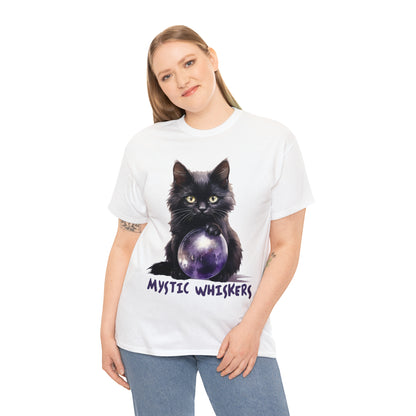 Mystic Whiskers Black Cat Halloween Short Sleeve Tee