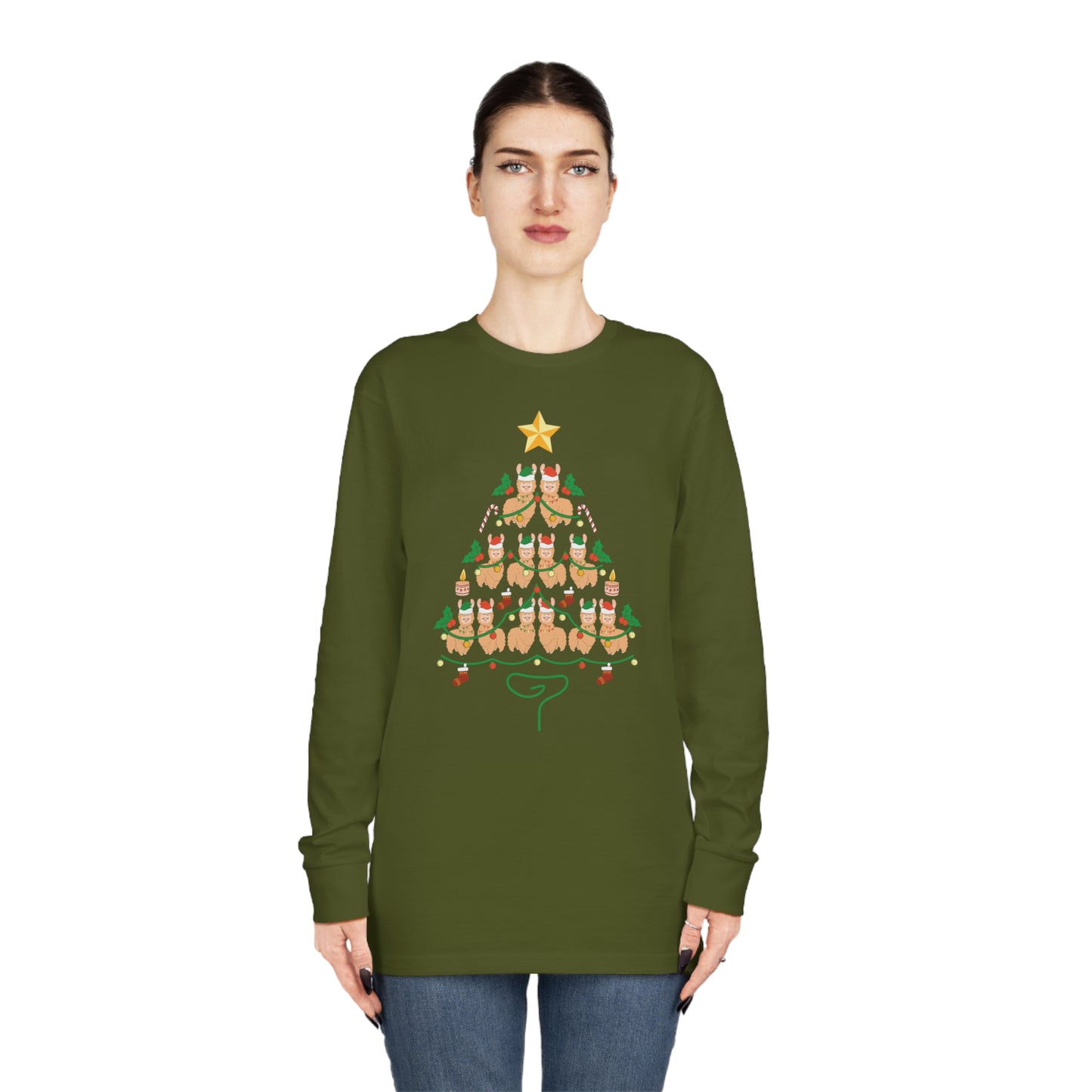 Llama Christmas Tree Christmas Long Sleeve Tee