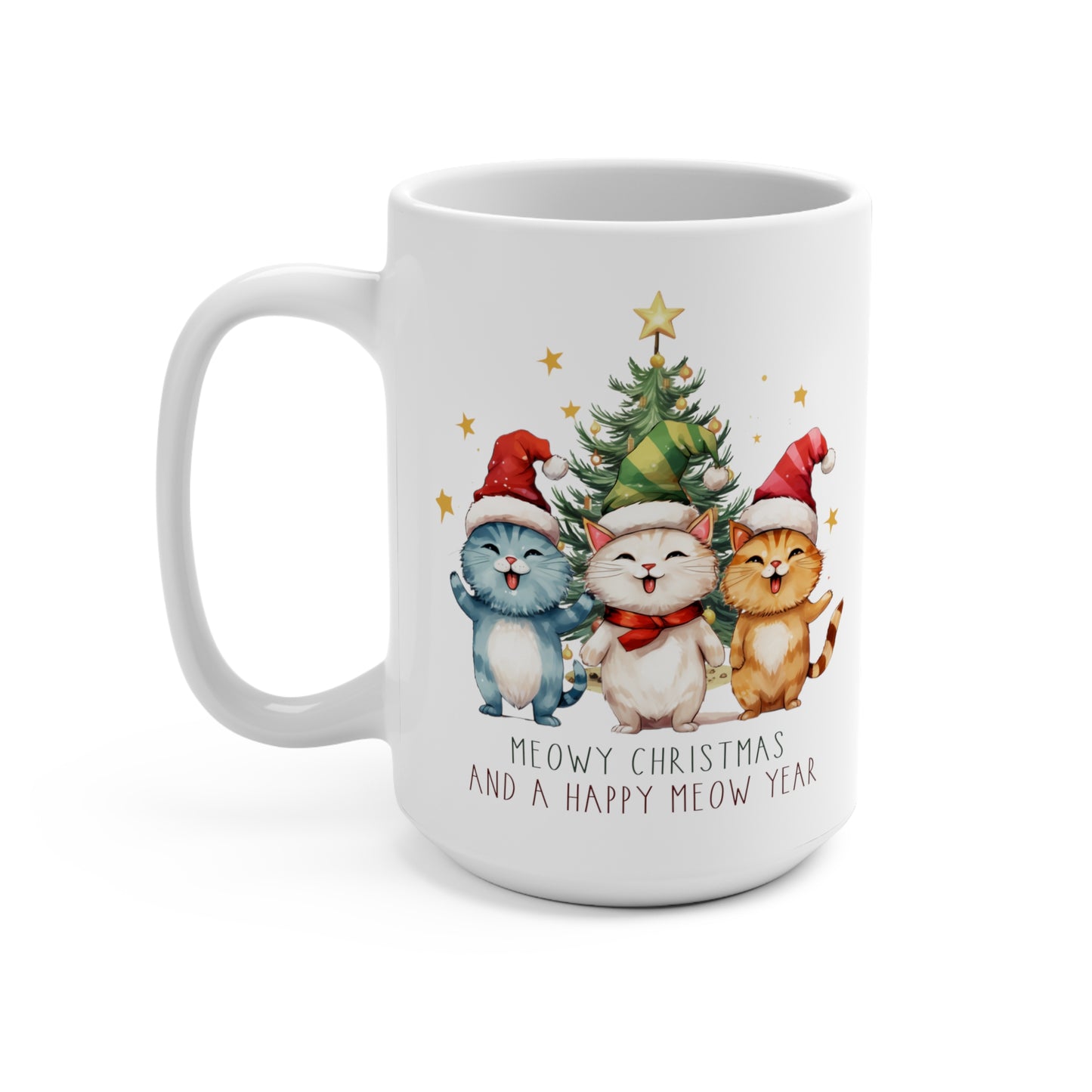 Meowy Christmas And a Happy Meow Year Cats Mug 15oz