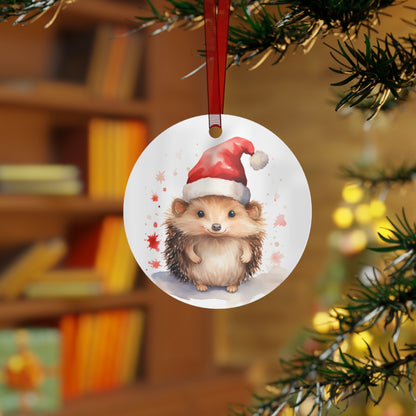 Hedgehog in Santa Hat Ornament