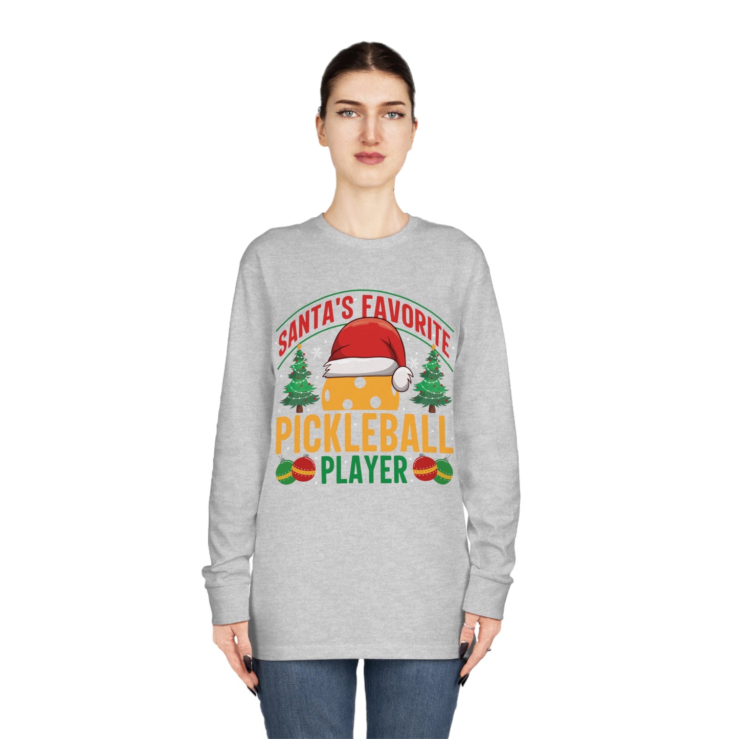 Santa's Favorite Pickleball Player Christmas Long Sleeve T-Shirt