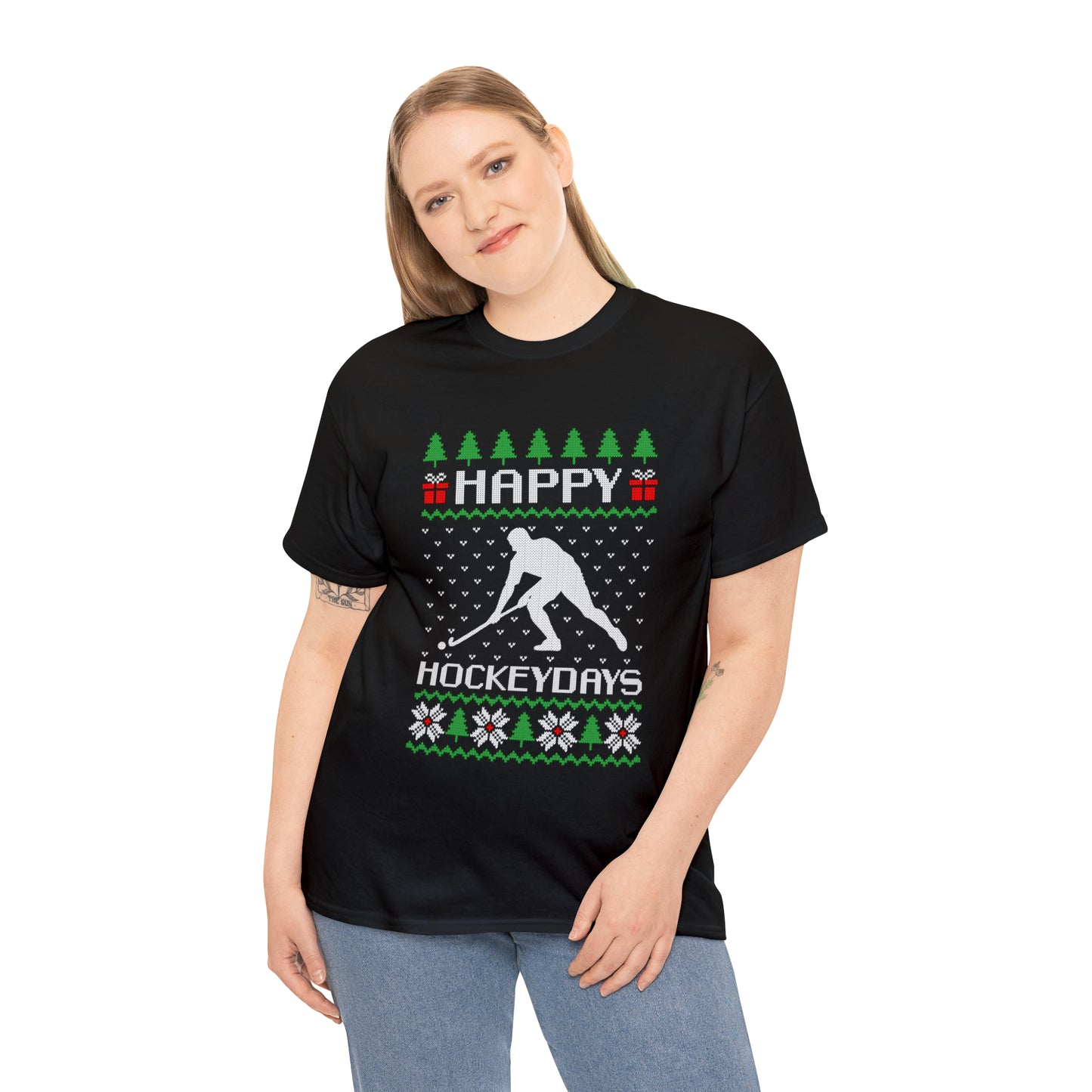 Happy Hockeydays Christmas Ugly Sweater Short Sleeve Tee