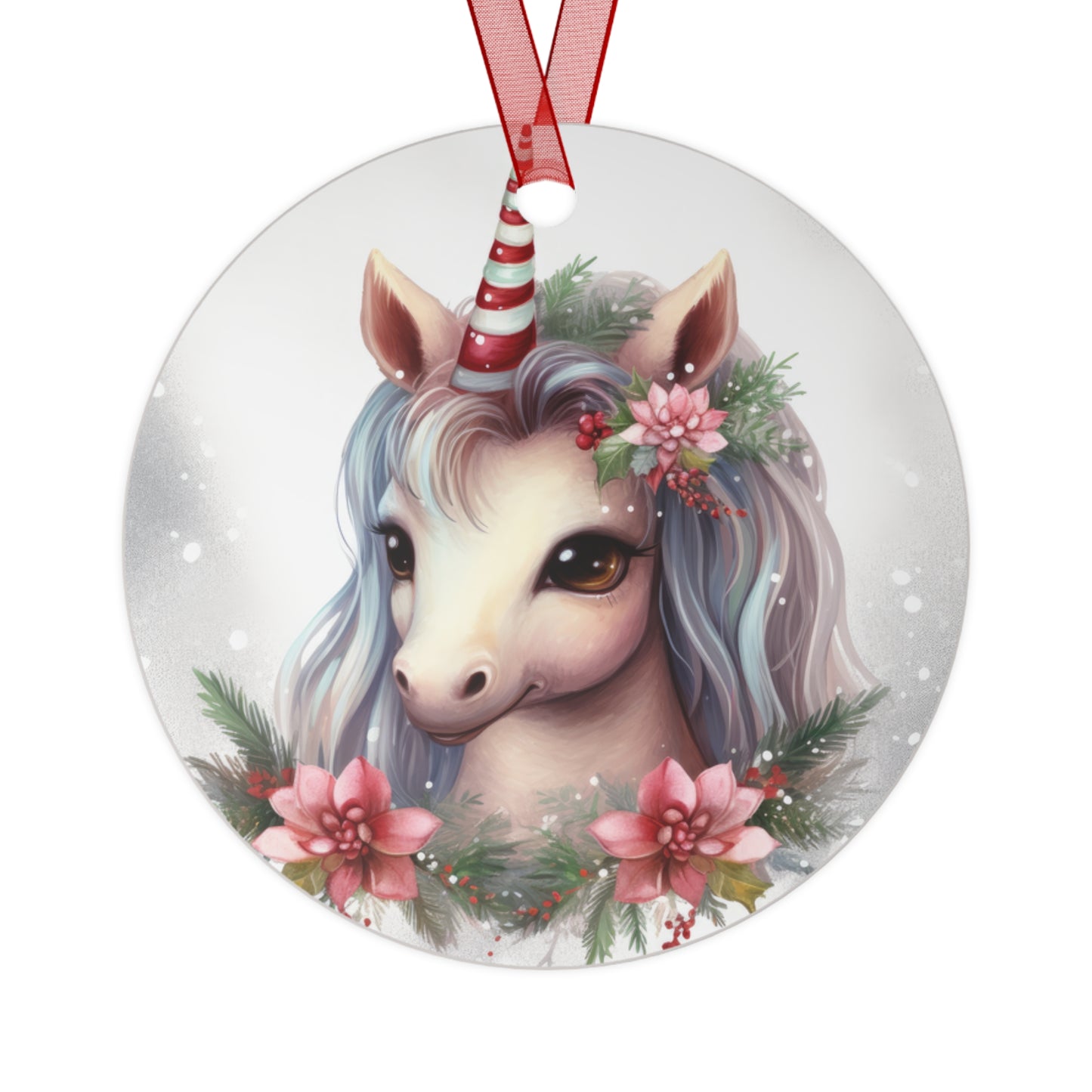 Unicorn with Candy Cane Horn Ornament