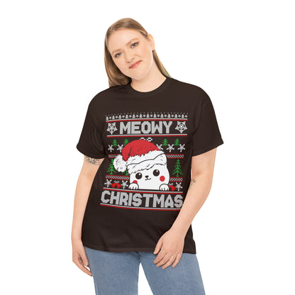 Meowy Christmas Truck Ugly Sweater Short Sleeve Tee