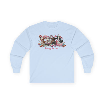 Easter Highland Cows in Bunny Ears Long Sleeve Tshirt