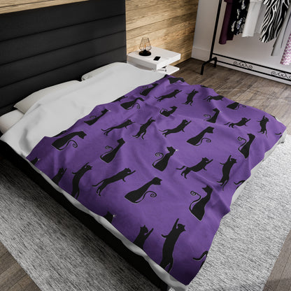 Black Cats on Purple Blanket