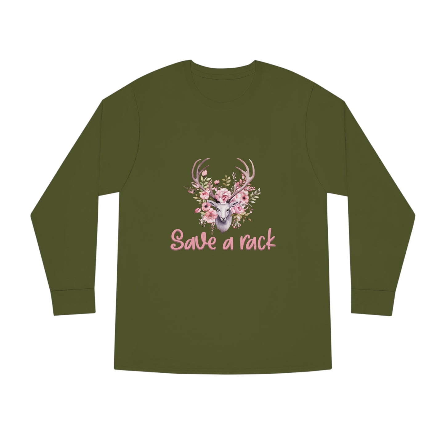 Save The Racks Big or Small Deer Breast Cancer Long Sleeve T-shirt