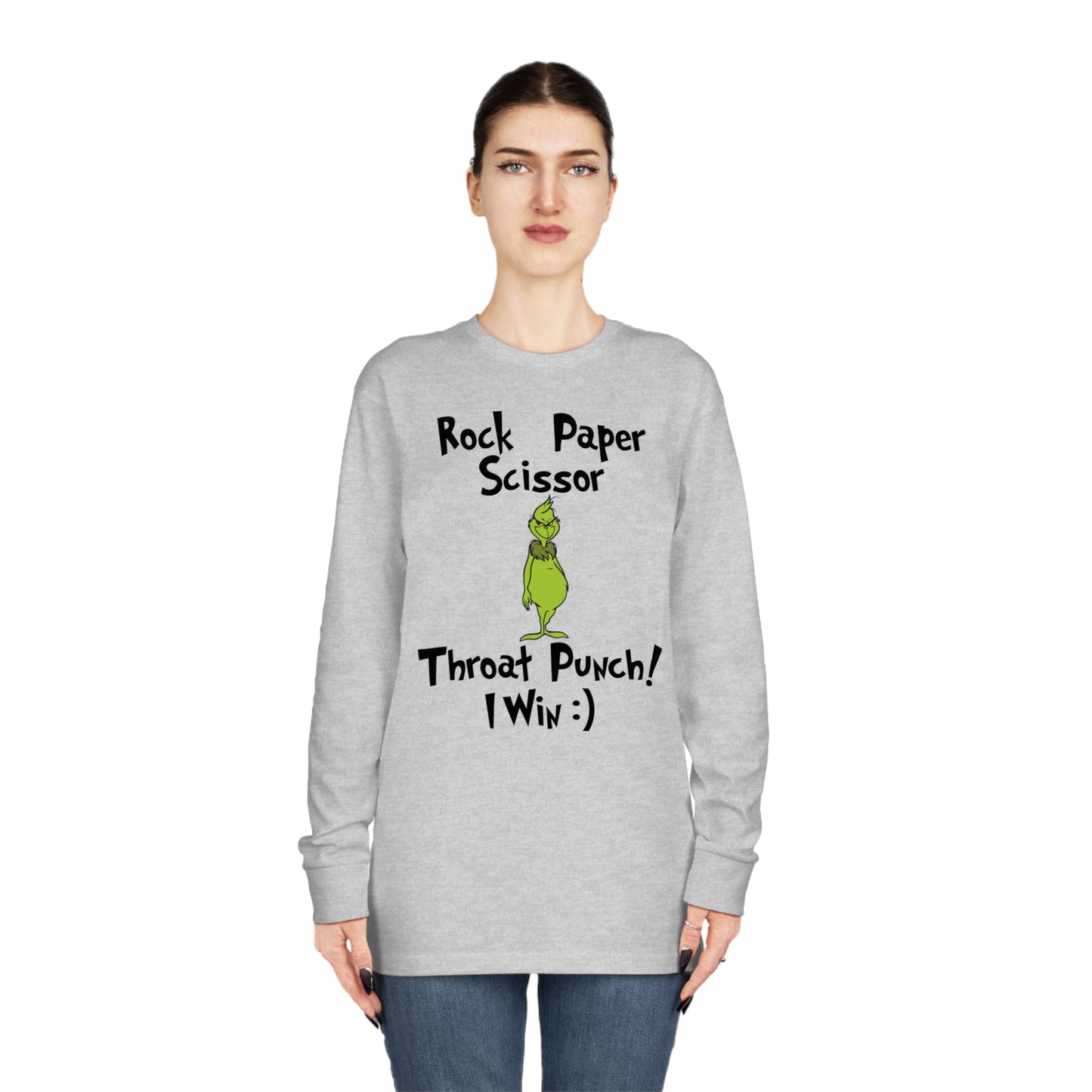 Rock, Paper, Scissors, Throat Punch. I Win! Grinch Christmas Long Sleeve T-Shirt