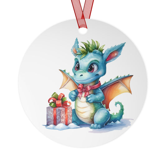 Cute Dragon with Present Ornament