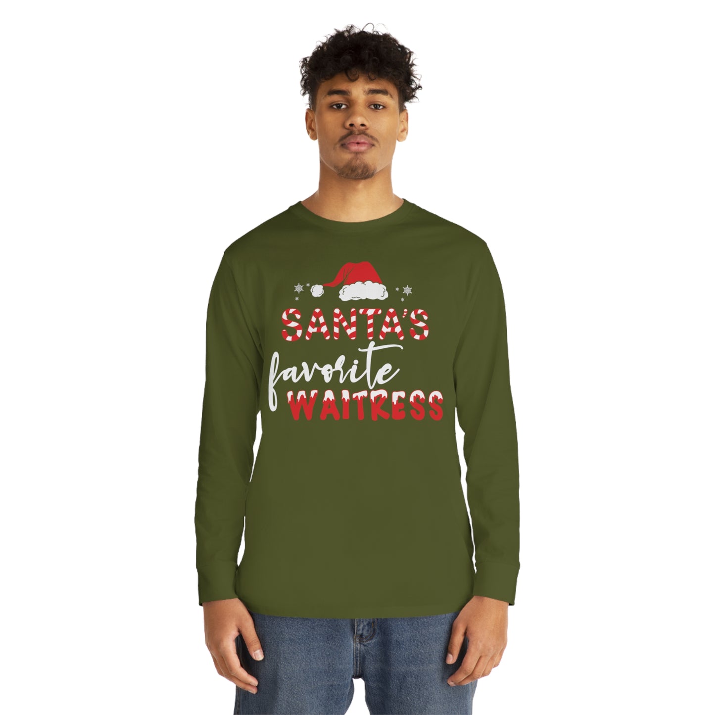 Santa's Favorite Waitress Christmas Long Sleeve Tee