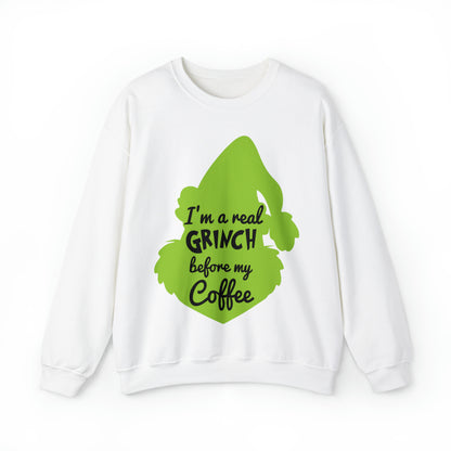 I'm a Real Grinch Before My Coffee Christmas Sweatshirt