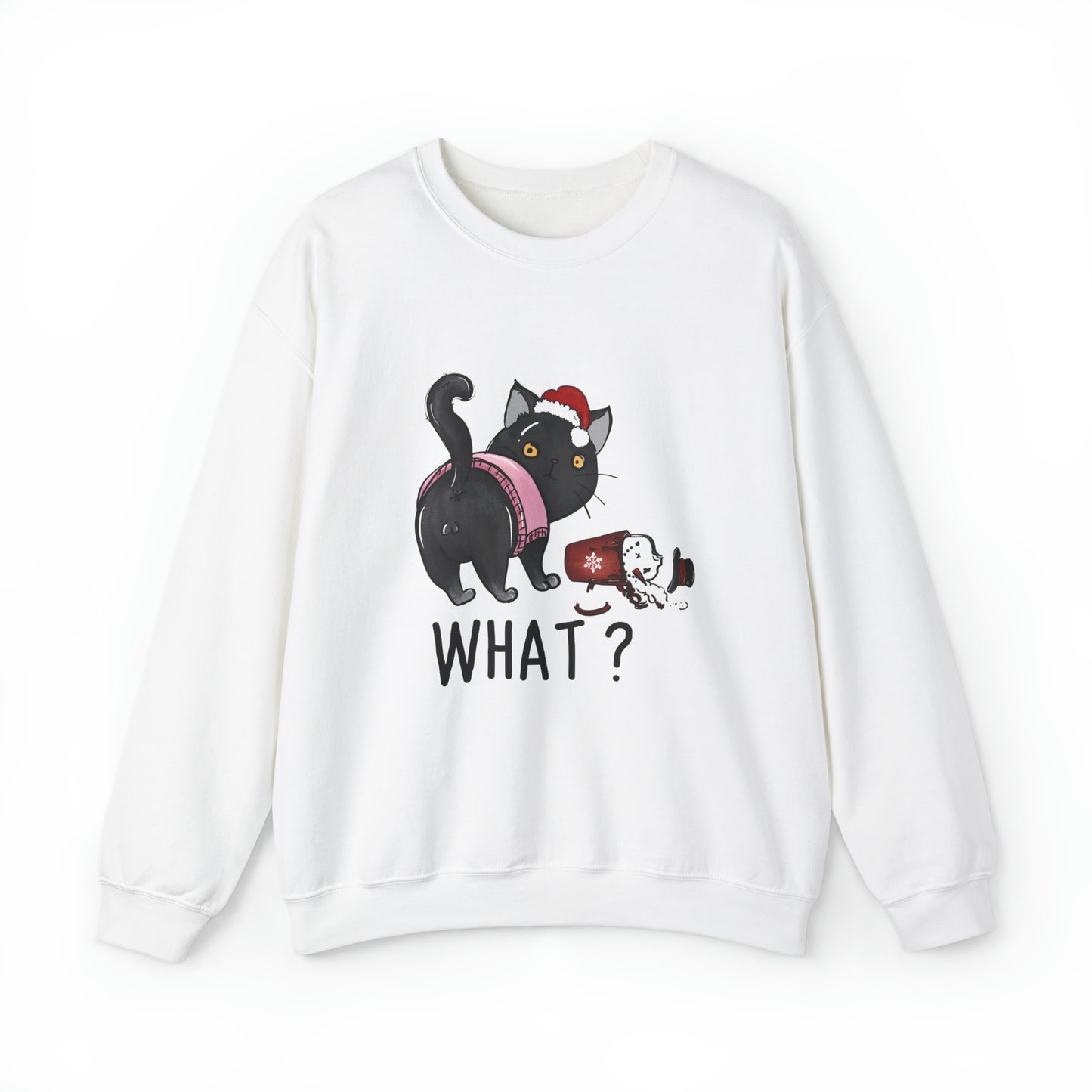 What? Cat Knocking Over Coffee Christmas Sweatshirt