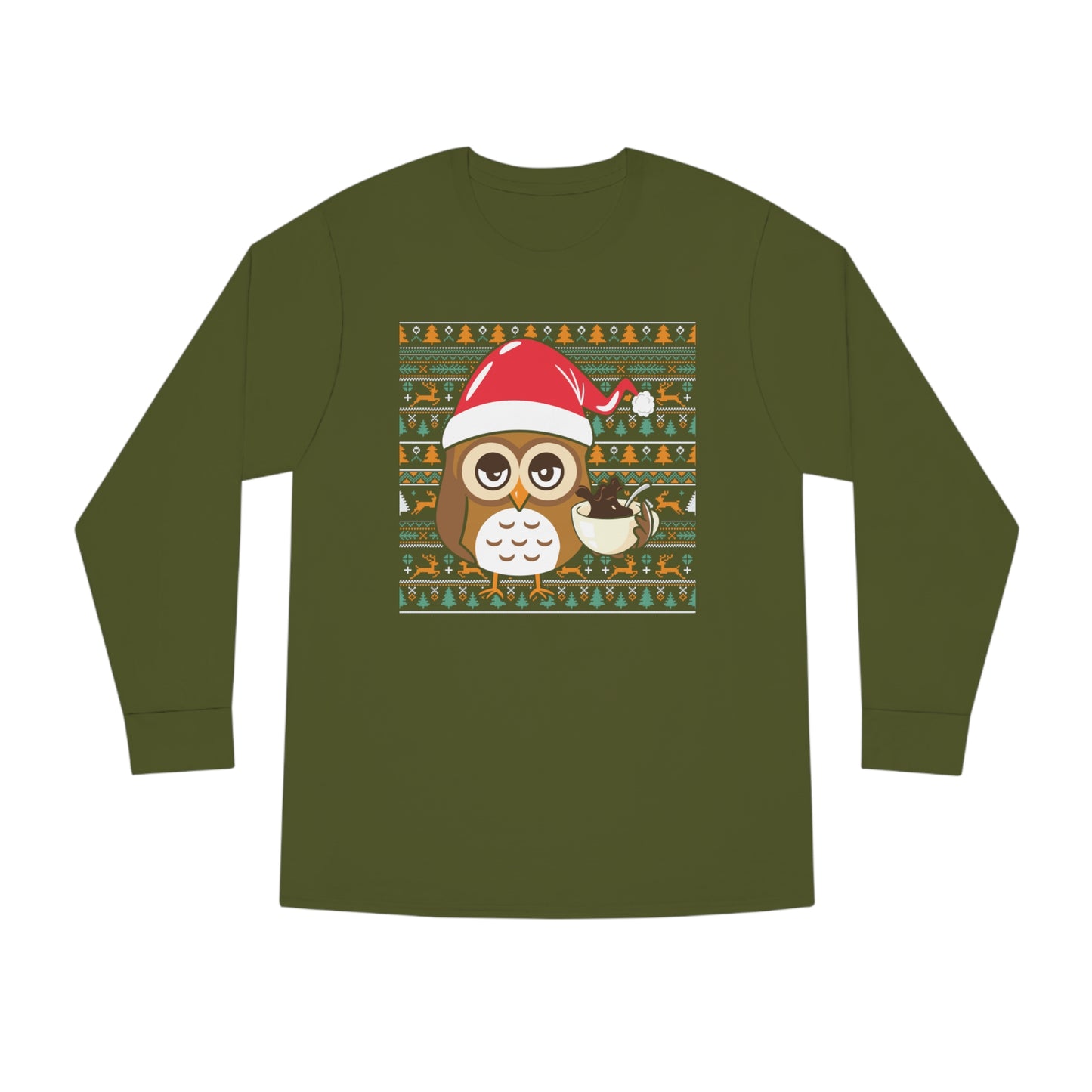 Owl in Santa Hat Ugly Christmas Sweater Long Sleeve T-shirt