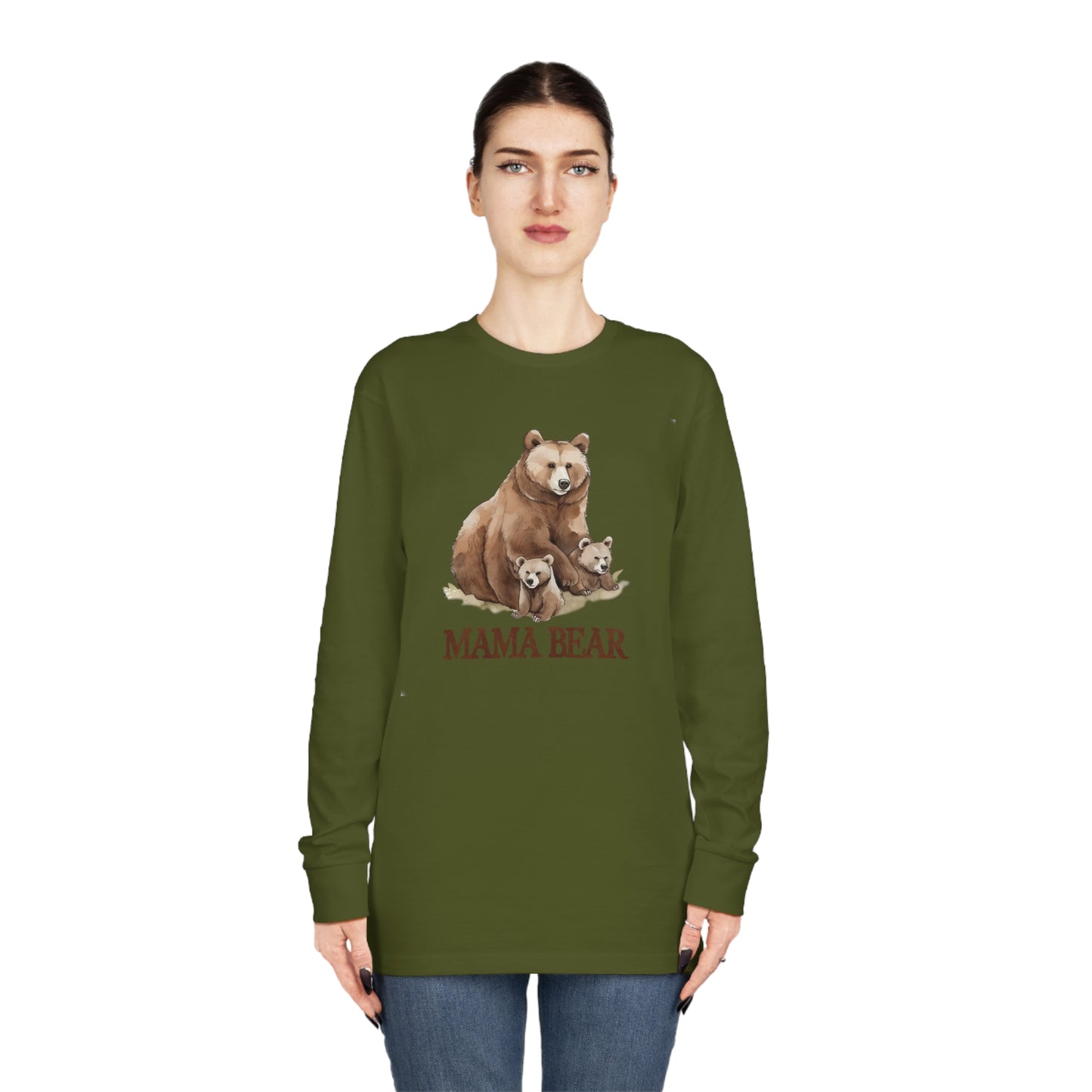 Mama Bear Grizzly Bear with Cubs Long Sleeve T-shirt