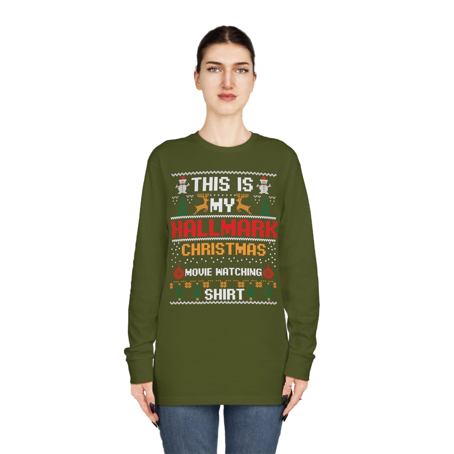 This is My Hallmark Christmas Movie Watching Shirt Ugly Sweater Long Sleeve Tee