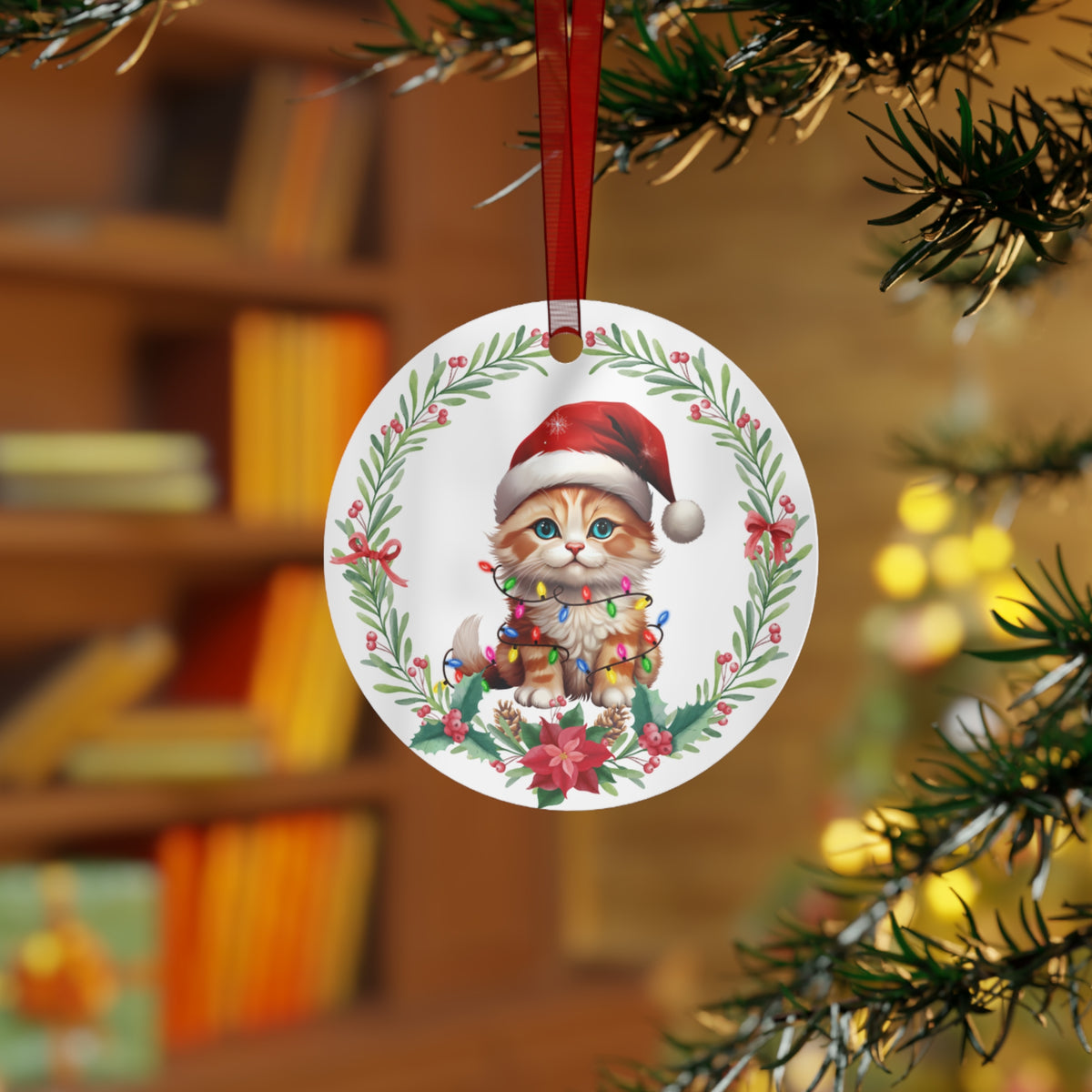 German Rex Cat in Lights Ornament
