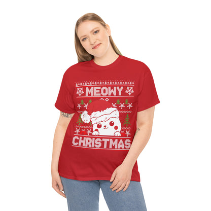 Meowy Christmas Truck Ugly Sweater Short Sleeve Tee