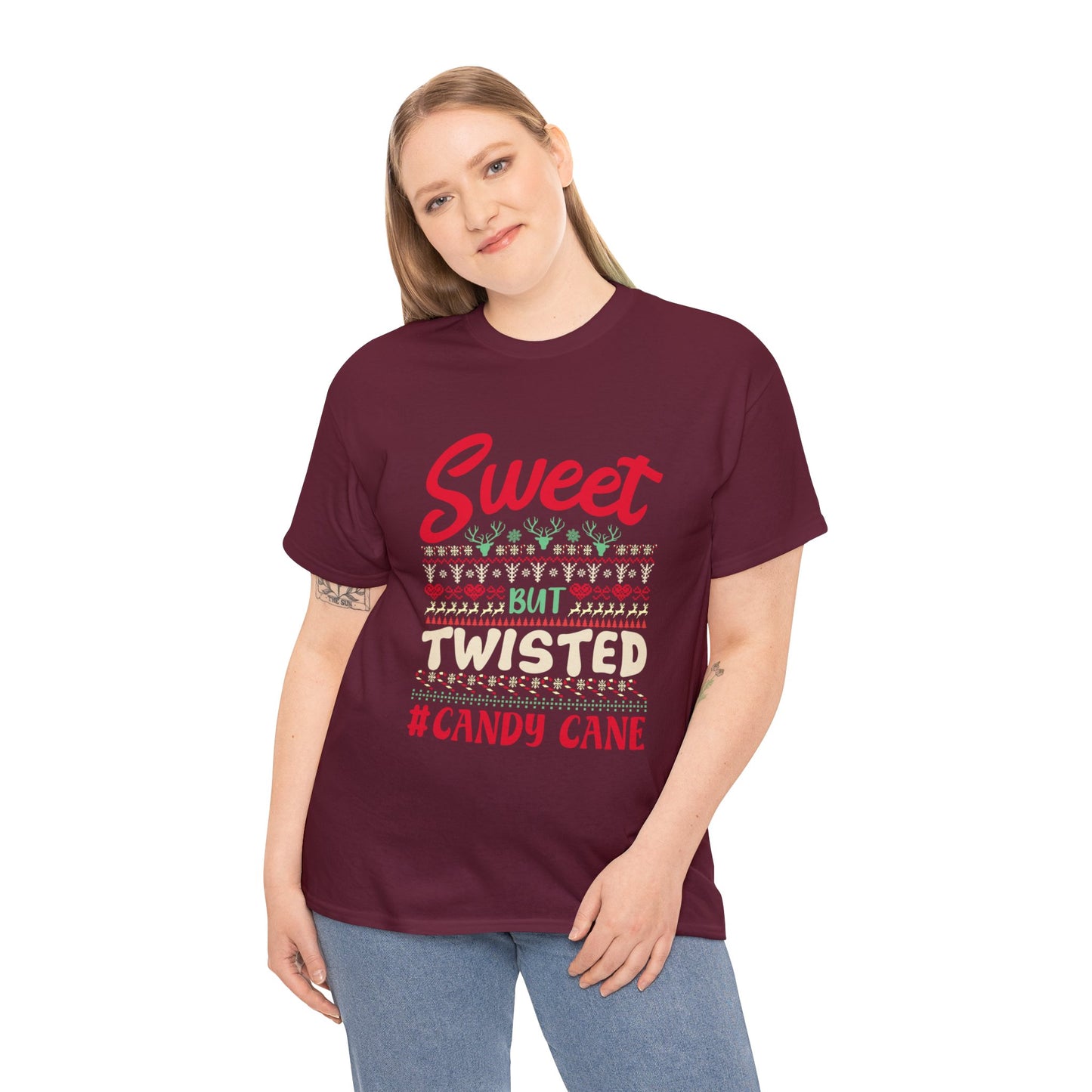 Sweet But Twisted #Candy Cane Christmas Ugly Sweater Short Sleeve Tee