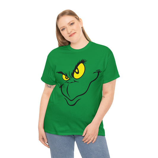 Grinch Face Christmas Short Sleeve Tee